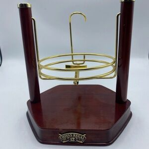 Vintage Chivas Regal Wood Advertising Tilt Pour Bottle Holder Display Gold Tone